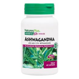 Трави Natures Plus Ашваганда, 450 мг, Ashwagandha, Herbal Actives, 60 вегетаріанських капсул (NAP-07108)