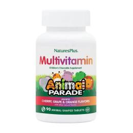 Вітамінно-мінеральний комплекс   Natures Plus Animal Parade Childrens Multi-vitamin (90 animal-shaped tabs, cherry, grape &amp; orange) (23206-02)