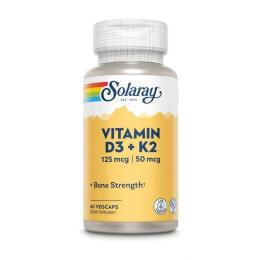 Вітамінно-мінеральний комплекс Solaray Vitamin D3+K2 (soy free) (60 veg caps) (19375-01)
