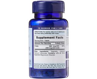 Вітаміни та мінерали Puritans Pride Folate 666 mcg DFE (Folic Acid 400 mcg) (250 tablet) (08828-01)
