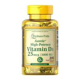 Вітаміни та мінерали Puritans Pride Vitamin D3 25 mcg (1000 IU) (200 softgels) (09267-01)