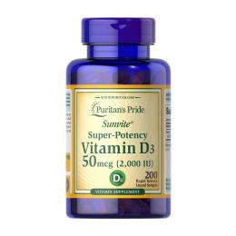 Вітаміни та мінерали Puritans Pride Vitamin D3 50 mcg (2,000 IU) (200 softgels) (09095-01)