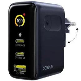 Мережевий зарядний пристрій для телефона Baseus PicoGo AE21 100W EU Cosmic Black + Mini White Cable Type-C to Type-C 100W (E0121B00)