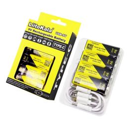 Акумулятор LiitoKala Lii-USB-9V + USB Type-C кабель зарядки 4 шт