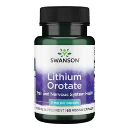 Вітамінно-мінеральний комплекс Swanson Літій оротат, 5 мг, Lithium Orotate, 60 вегетаріанських капсул (100-38-1833315-20)