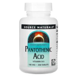 Вітаміни та мінерали Source Naturals Pantothenic Acid 100 mg - 250 tabs (2023-10-4329)