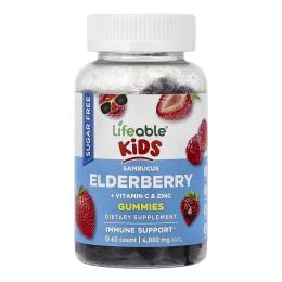 Вітаміни та мінерали Lifeable Sambucus Elderberry + Vitamin C and Zinc Kids Sugar Free - 60 gummies (2023-10-7295)