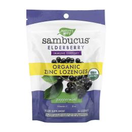 Вітамінно-мінеральний комплекс  Natures Plus Sambucus Organic Lozenges Mint - 24 cnt (2022-10-1094)