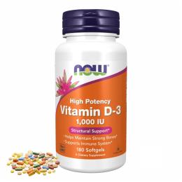 Вітаміни та мінерали Now Foods VIT D-3 1000 IU - 180 sgels (2022-09-1186)