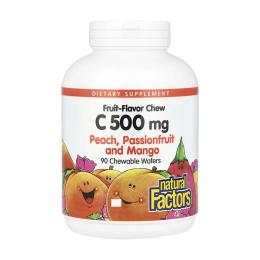 Вітаміни та мінерали Natural Factors Vitamin C 500 mg - 90 Chewable Wafers Peach Passion Fruit and Mango (2023-10-6545)