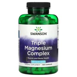 Вітамінно-мінеральний комплекс Swanson Потрійний комплекс магнію, 400 мг, Triple Magnesium Complex, 300 капсул (100-89-7242277-20)