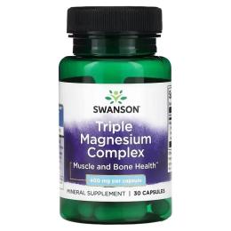 Вітамінно-мінеральний комплекс Swanson Потрійний комплекс магнію, 400 мг, Triple Magnesium Complex, 30 капсул (100-99-6035872-20)
