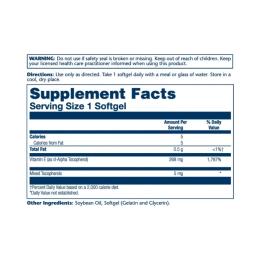 Вітамінно-мінеральний комплекс Solaray Vitamin E d-Alpha Tocopherol 268mg - 50 softgels (2023-10-2382)