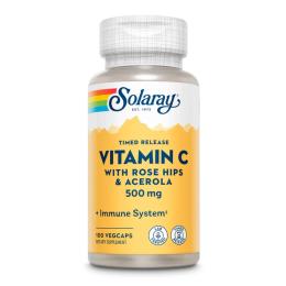 Вітамінно-мінеральний комплекс Solaray Vitamin C with Rose Hips &amp; Acerola, Timed Release 500mg - 100 vcaps (2023-10-3152)
