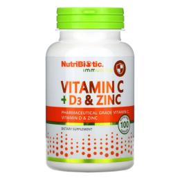 Вітаміни та мінерали NutriBiotic Vitamin C+D3 &amp; Zinc - 100 caps (2022-10-3008)