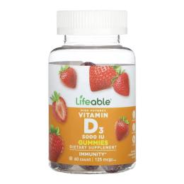 Вітаміни та мінерали Lifeable Vitamin D 5,000 IU Adult - 60 gummies (2023-10-7302)