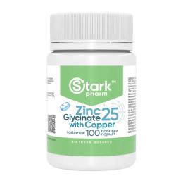 Вітамінно-мінеральний комплекс Stark Pharm Zinc Glycinate 25 with Copper - 100 tabs (2024-11-0527)