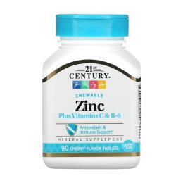 Вітамінно-мінеральний комплекс 21st Century Zinc Plus Vitamins C &amp; B-6 - 90 tabs Cherry (2023-10-7132)