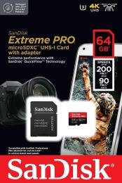 Карта памяті SanDisk 64GB microSDXC C10 UHS-I U3 R200/W90MB/s Extreme P