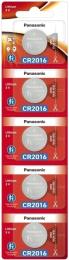 Батарейка Panasonic CR2016 Lithium (CR-2016/5BE) блістер, 5 шт