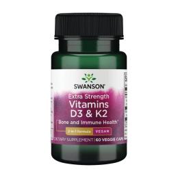 Вітаміни та мінерали Swanson Extra Strength D3 &amp; K2 5000 Iu &amp; 100mcg - 60 vcaps