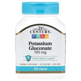 Вітаміни та мінерали 21st Century Potassium Gluconate 595 mg - 110 tabs (2023-10-7101)