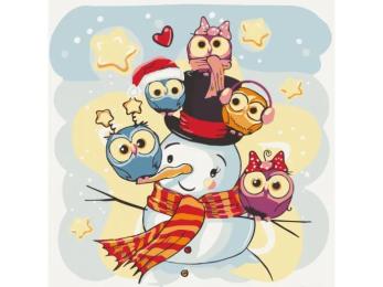 Картина за номерами Art Craft Сніговик з совами 30х30 см