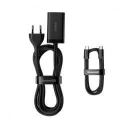 Мережевий зарядний пристрій для телефона Baseus GaN3 Pro Desktop Fast Charger 2C + 2U 65W Black + Cable Type-C to Type-C (CCGP040101)