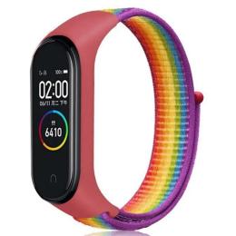 Ремінець для фітнес-браслету BeCover Nylon Style для Xiaomi Mi Smart Band 7 Red (707669) (Rainbow)