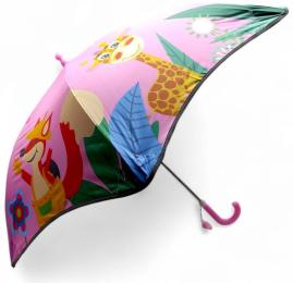 Парасолька Mic C68654 Pink світовідбиваючі смужки, свисток; висота - 66 см, діаметр купола - 77 см