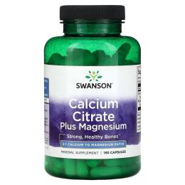 Вітаміни та мінерали Swanson Calcium Citrate Plus Magnesium - 150caps