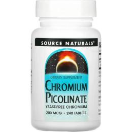 Вітаміни та мінерали Source Naturals Chromium Picolinate 200 mcg, Yeast Free - 240 tabs