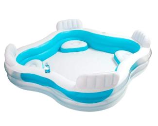Басейн Intex Сімейний із сидіннями Blue White надувний дитячий 229х66 см