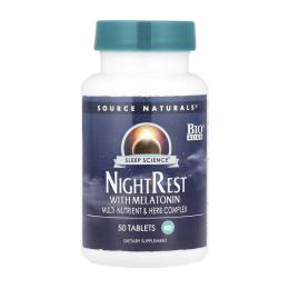 Натуральна добавка і екстракт Source Naturals Sleep Science NightRest with Melatonin - 50 tabs (2023-10-4609)