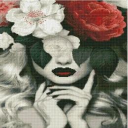 Алмазна мозаїка STRATEG GA0013 Дівчина з квітами 50х50см