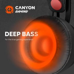 Накладні навушники Canyon CND-SGHS8A Black Orange 3.5mm, plus USB connector, adjustable microphone a