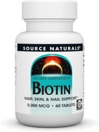 Натуральна добавка і екстракт Source Naturals Biotin 5000mcg - 60 tabs (2023-10-4622)