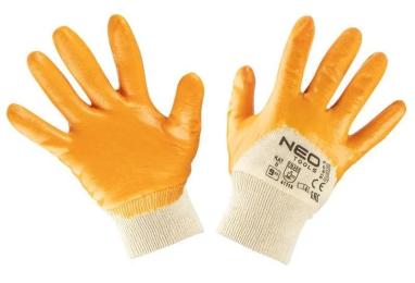 Рукавички робочі Neo Tools 97-631-9 Yellow нітрилове покриття, бавовна, р.9
