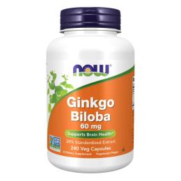 Натуральна добавка і екстракт Now Foods Ginkgo Biloba 60mg - 240 vcaps (2022-10-2644)