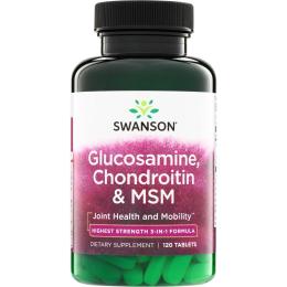 Натуральна добавка і екстракт Swanson Glucosamine, Chondroitin &amp; Msm Highest Strength3-in-1 Formula - 120 tabs (2023-10-4063)