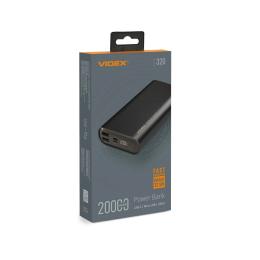 Зовнішній портативний акумулятор Videx VPB-320 20000 mAh Black 22.5 Вт (VPB-320-B)