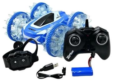 Іграшка на радіокеруванні Mic 666-816SDA Blue амфібія, 19х20х9 см, пульт: 2.4 GHz, браслет, оберт: 360, підсвічування, перевертиш