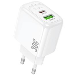 Адаптер живлення для телефона Hoco CS55A Surplus PD30W + QC3.0 (1USB-A/1C) White