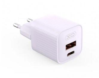 Адаптер живлення для телефона XO L147 (EU) PD20W 1USB-A + 1USB Violet