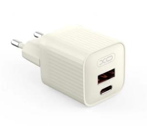 Адаптер живлення для телефона XO L147 (EU) PD20W 1USB-A + 1USB Beige