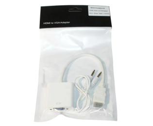 Перехідник Voltronic HDMI (тато)  -  VGA (мама) 10cm + AUDIO Q250 White