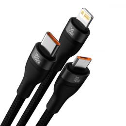 Дата-кабель Baseus Flash Series II 3 in 1 CASS030001 USB (тато) - MicroUSB/Lightning/Type-C 1.2m Black