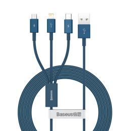 Дата-кабель Baseus Superior Fast 3in1 USB to Micro USB + Lightning + Type-C 1.5m Blue (CAMLTYS-03)