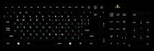 Наклейки на клавіатуру XoKo XK-KB-STCK-BG Black 109 клавіш Українська/Англійська/Російська