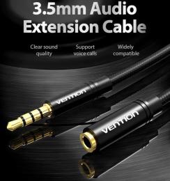 Аудіо-кабель Vention 3.5 mm(тато)-3.5 mm(мама) 5m Black (VAB-B06-B500-M)